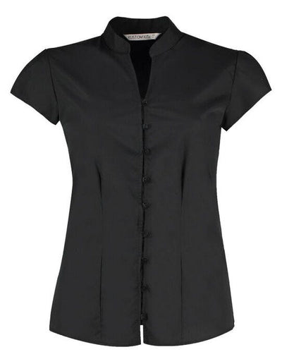 Kustom Kit KK727 Ladies Mandarin Collar Blouse - Black