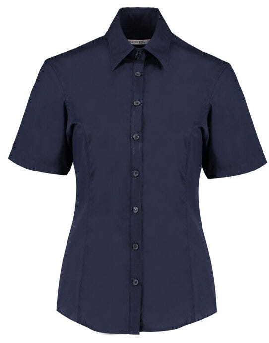 Kustom Kit KK742F Lady Tailor SS Business Shirt - Dark Navy