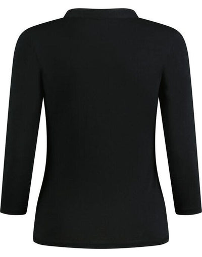 Kustom Kit KK785 Lady Mandarin Collar 3/4 Top - Black