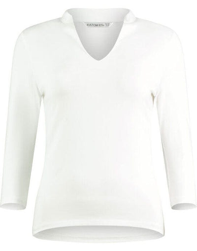 Kustom Kit KK785 Lady Mandarin Collar 3/4 Top - White