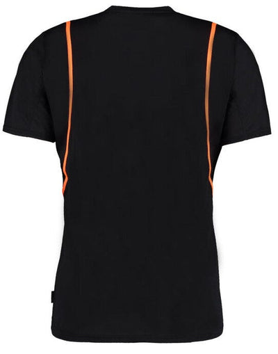 Kustom Kit KK991 Mens Cooltex Contrast Tee - Black/Fluorescent Orange