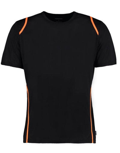 Kustom Kit KK991 Mens Cooltex Contrast Tee - Black/Fluorescent Orange