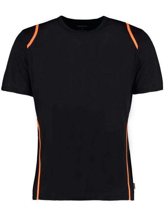 Kustom Kit KK991 Mens Cooltex Contrast Tee - Black/Fluorescent Orange