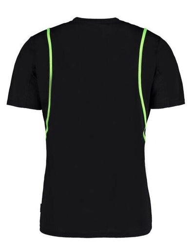 Kustom Kit KK991 Mens Cooltex Contrast Tee - Black/Flourescent Lime