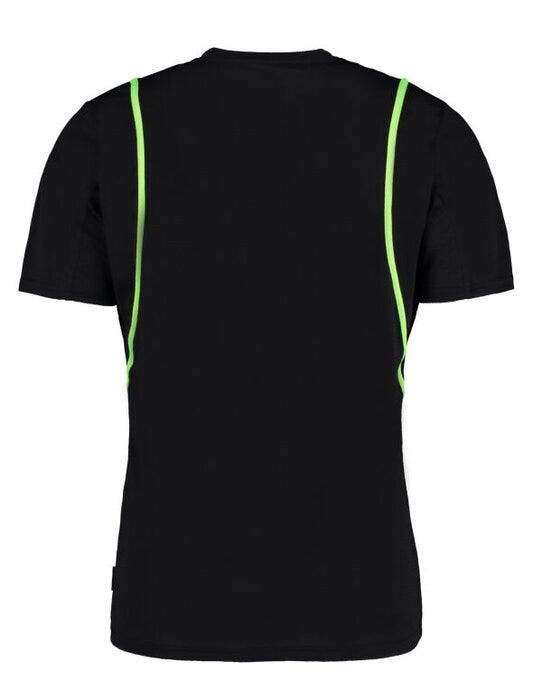 Kustom Kit KK991 Mens Cooltex Contrast Tee - Black/Flourescent Lime