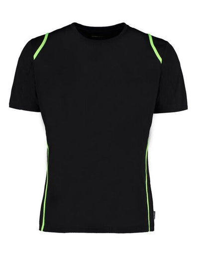 Kustom Kit KK991 Mens Cooltex Contrast Tee - Black/Flourescent Lime