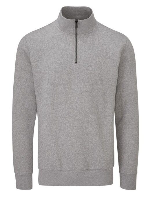 Mantis M197 Unisex Organic 1/4 Zip Sweat - Heather Grey Melange