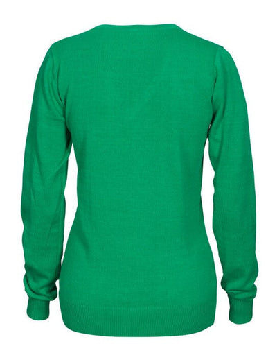 Printer Essentials PE2262502 Printer Ladies Forehand Knitted V Neck - Fresh Green