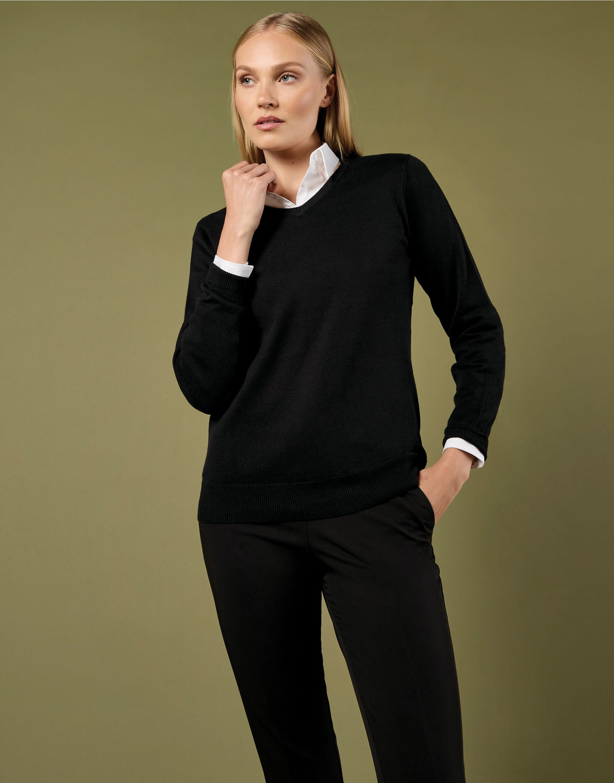 Product image of Kustom Kit KK353 Ladies Arundel V Neck Sweater