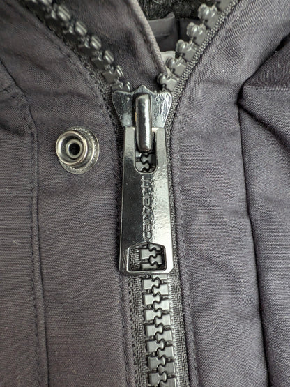 Carhartt WIP Trapper Jacket Black Faux Fur Hood Men’s Size S Small Winter Parka - USASTARFASHION