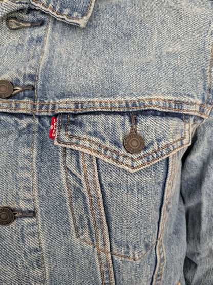 Levi’s Trucker Denim Jacket Size M Medium Blue Vintage 100% Cotton Red Tab USA - USASTARFASHION