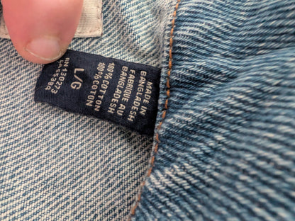 Wrangler Rugged Wear Denim Jacket Light Blue Size L Large 100% Cotton - USASTARFASHION