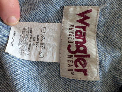 Wrangler Rugged Wear Denim Jacket Light Blue Size L Large 100% Cotton - USASTARFASHION