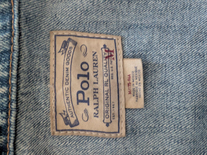 Polo Ralph Lauren Vintage Denim Jacket Faded Distressed Blue Size M - USASTARFASHION