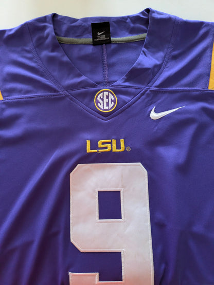 Joe Burrow Burreau Nike Team LSU Tigers #9 “BURREAUX” Football Jersey –XL - USASTARFASHION