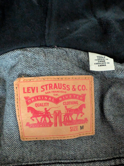 Levi’s Black Denim Hoodie Jacket – Size M – Trucker Style - USASTARFASHION