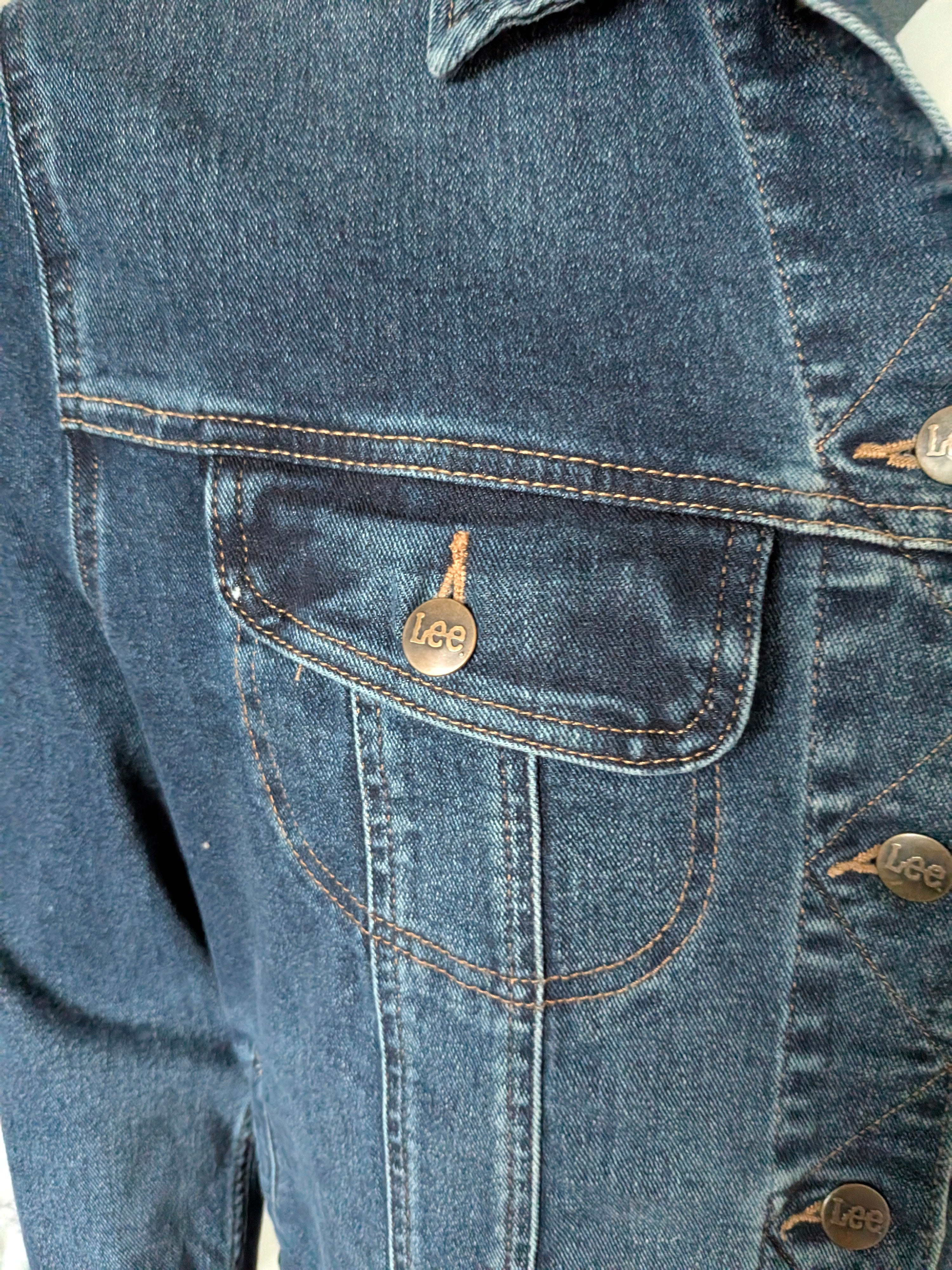 Lee Women’s XL Denim Jacket – Dark Wash Stretch Jean Trucker Coat – Classic Lee