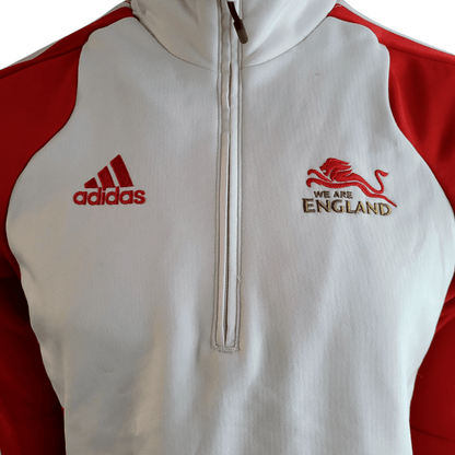 Vintage Adidas England Lions Quarter - Zip Pullover Jacket - Size UK 38/40, Red & White - USASTARFASHION