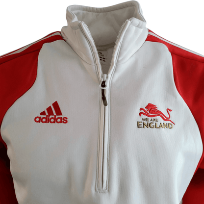Vintage Adidas England Lions Quarter - Zip Pullover Jacket - Size UK 38/40, Red & White - USASTARFASHION