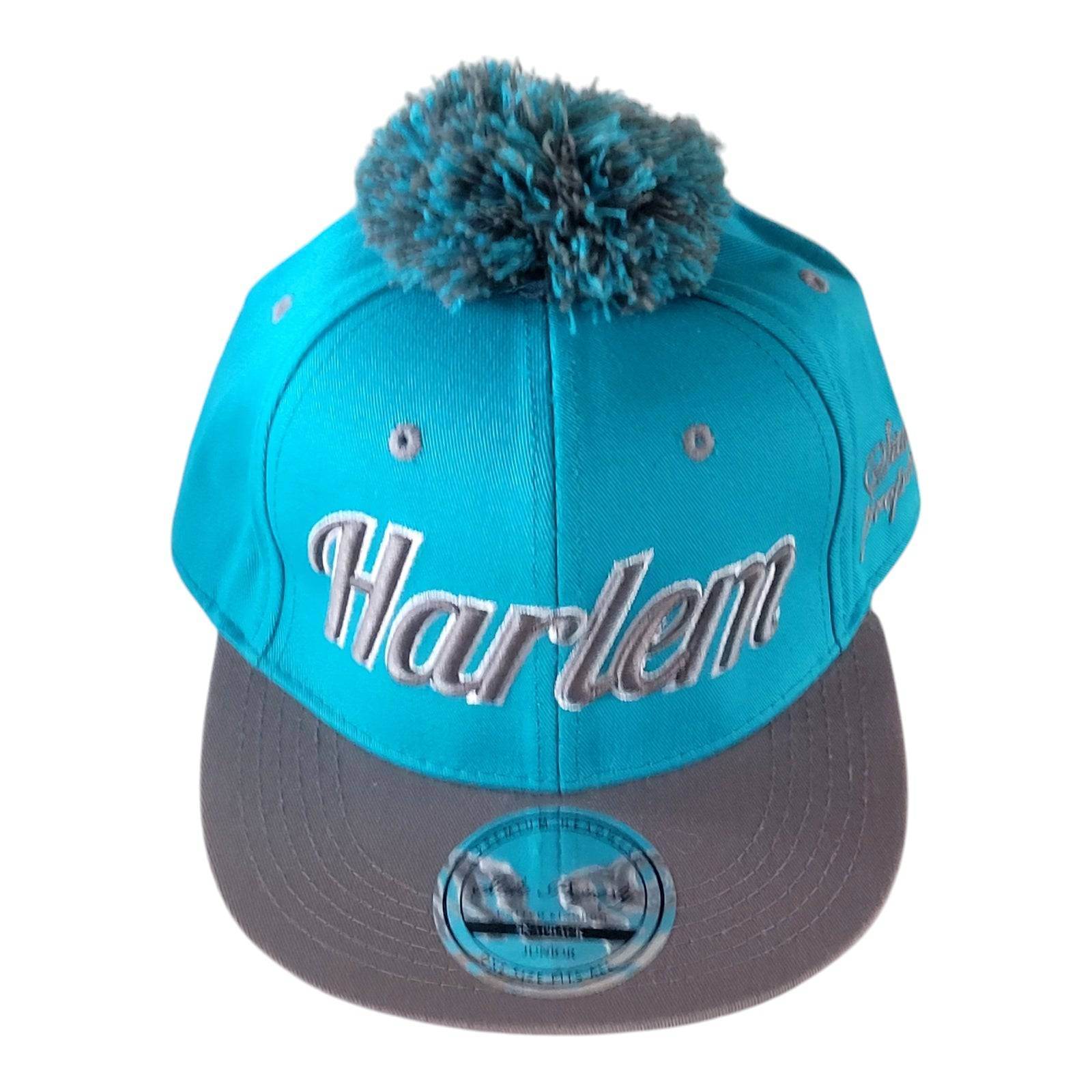 State Property Harlem Junior Snapback Hat - Turquoise with Pom Pom, Adjustable Fit - USASTARFASHION