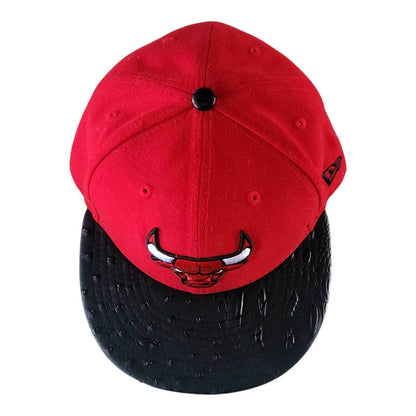 Chicago Bulls Cap New Era 59FIFTY Fitted Size 7 3/8 with Textured Black Visor - USASTARFASHION