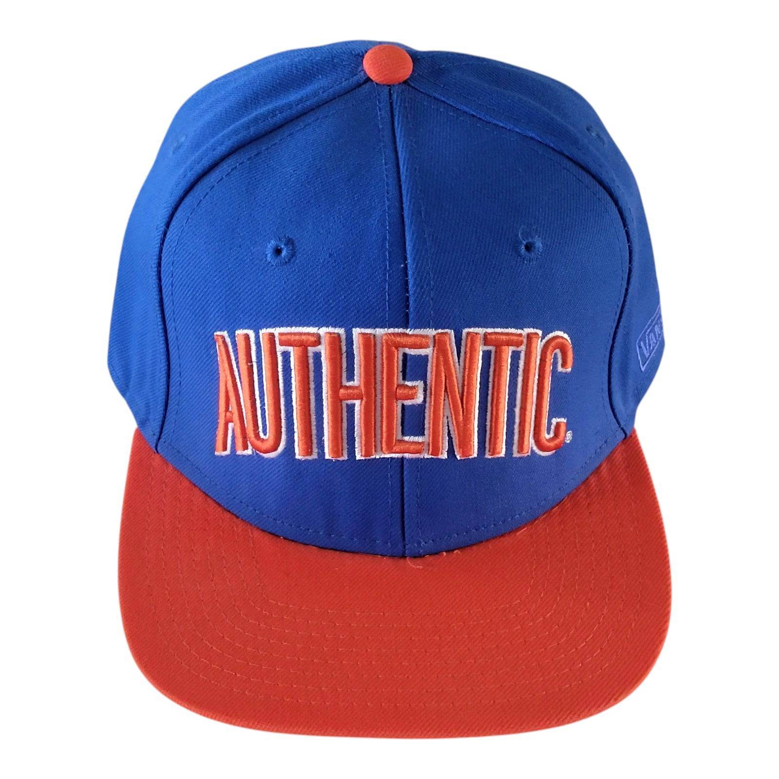 Vans Authentic Snapback Cap - Vintage Snapback Style in Bold Blue & Orange, Adjustable Fit - USASTARFASHION