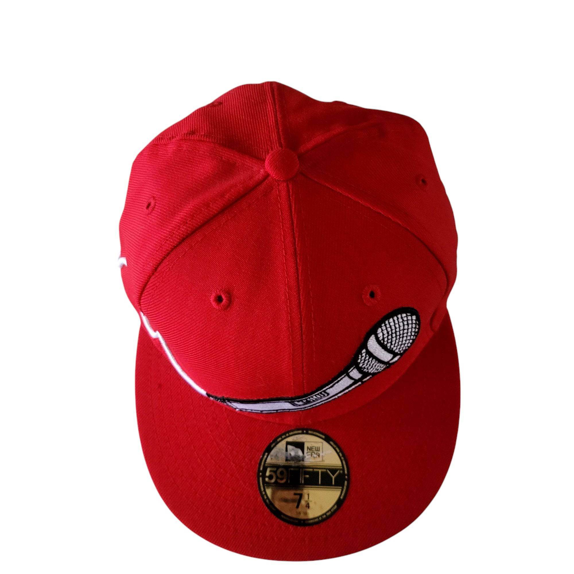 New Era 59FIFTY Red Mic Fitted Hat - Size 7 1/4 Wool - USASTARFASHION