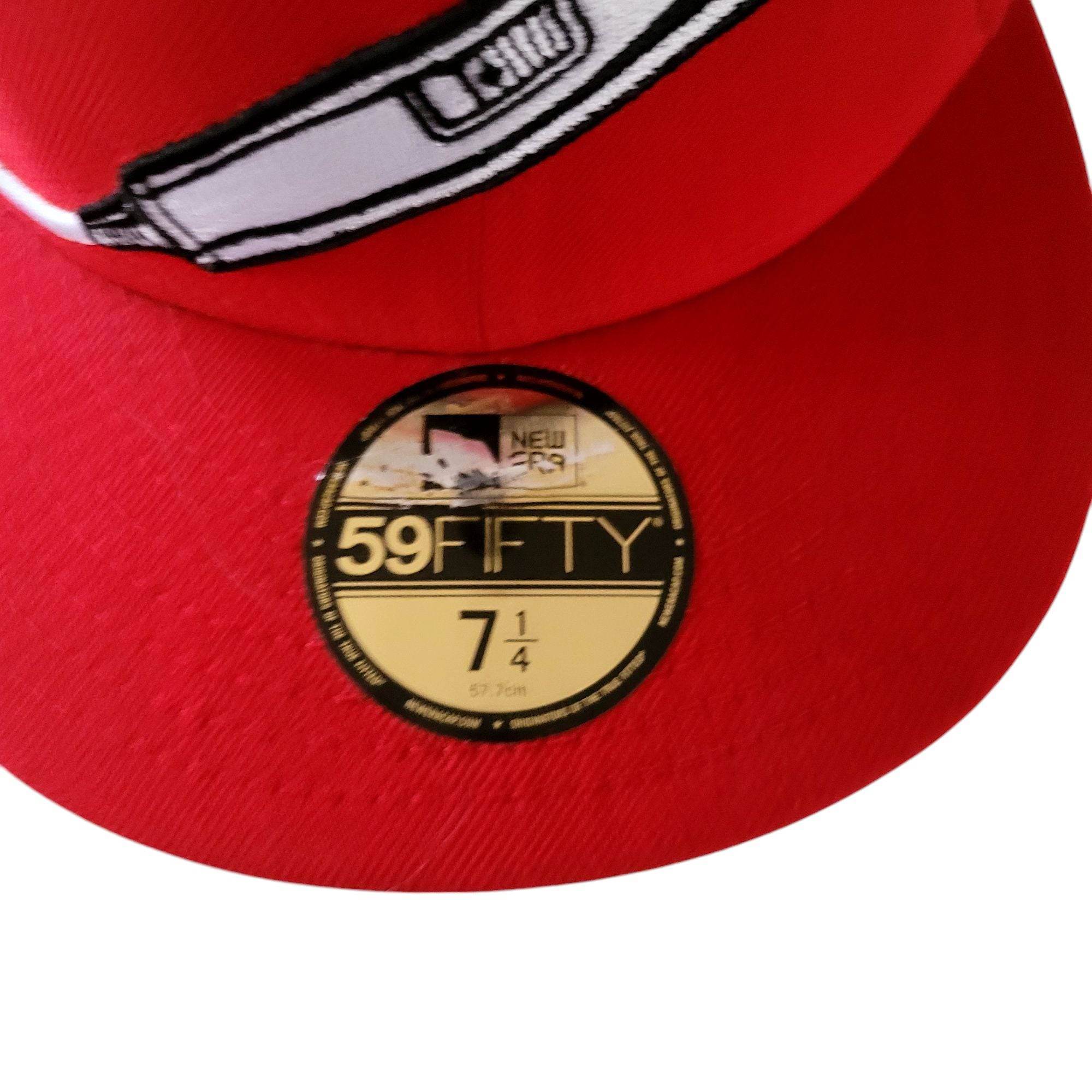 New Era 59FIFTY Red Mic Fitted Hat - Size 7 1/4 Wool - USASTARFASHION