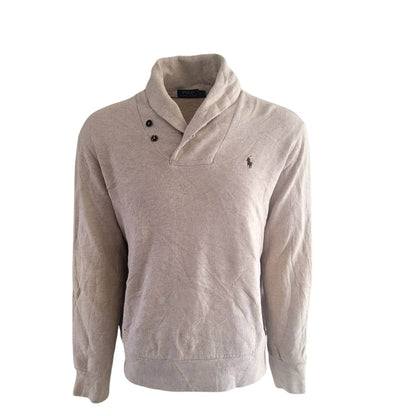 Polo Ralph Lauren Shawl Collar Sweatshirt – Beige, Size M - USASTARFASHION