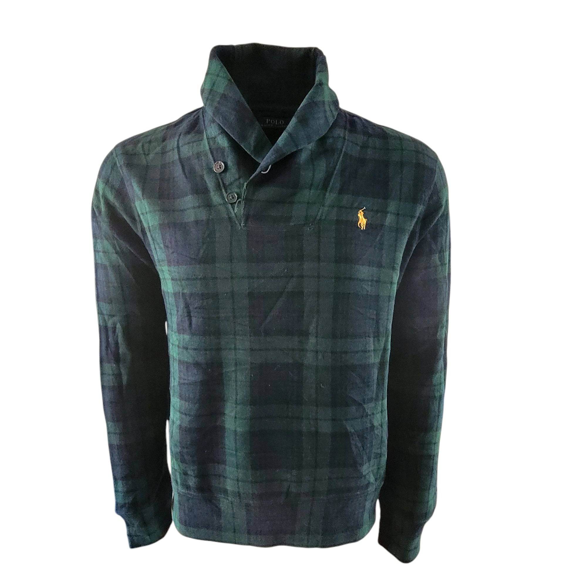 Vintage Polo Ralph Lauren Shawl Sweatshirt – Tartan Green M - USASTARFASHION