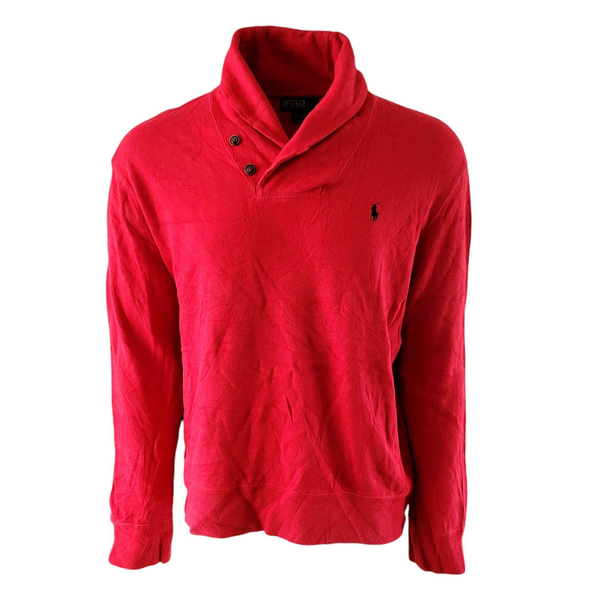 Vintage Polo Ralph Lauren Shawl Sweatshirt – Red, Size L - USASTARFASHION