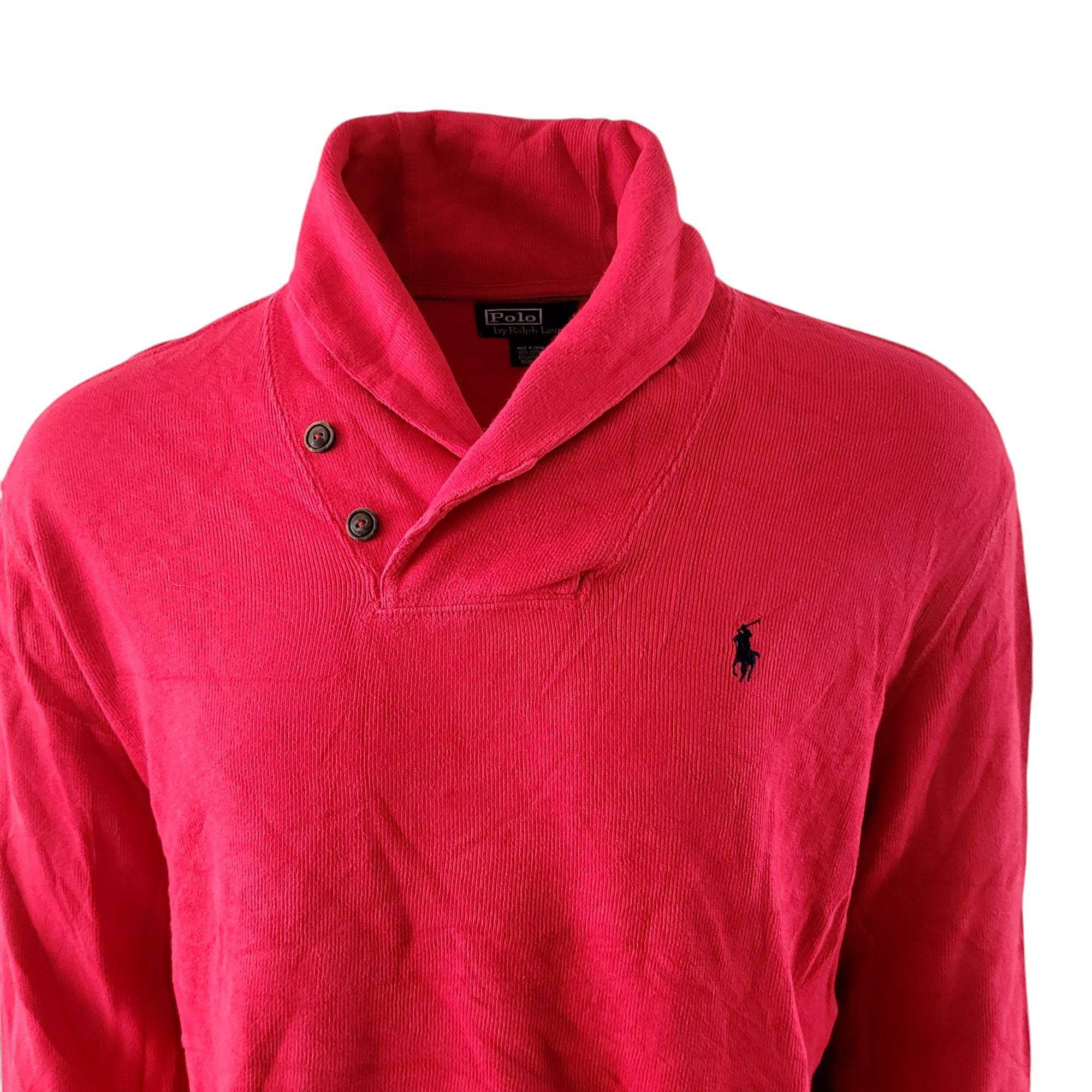 Vintage Polo Ralph Lauren Shawl Sweatshirt – Red, Size L - USASTARFASHION