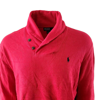 Vintage Polo Ralph Lauren Shawl Sweatshirt – Red, Size L - USASTARFASHION