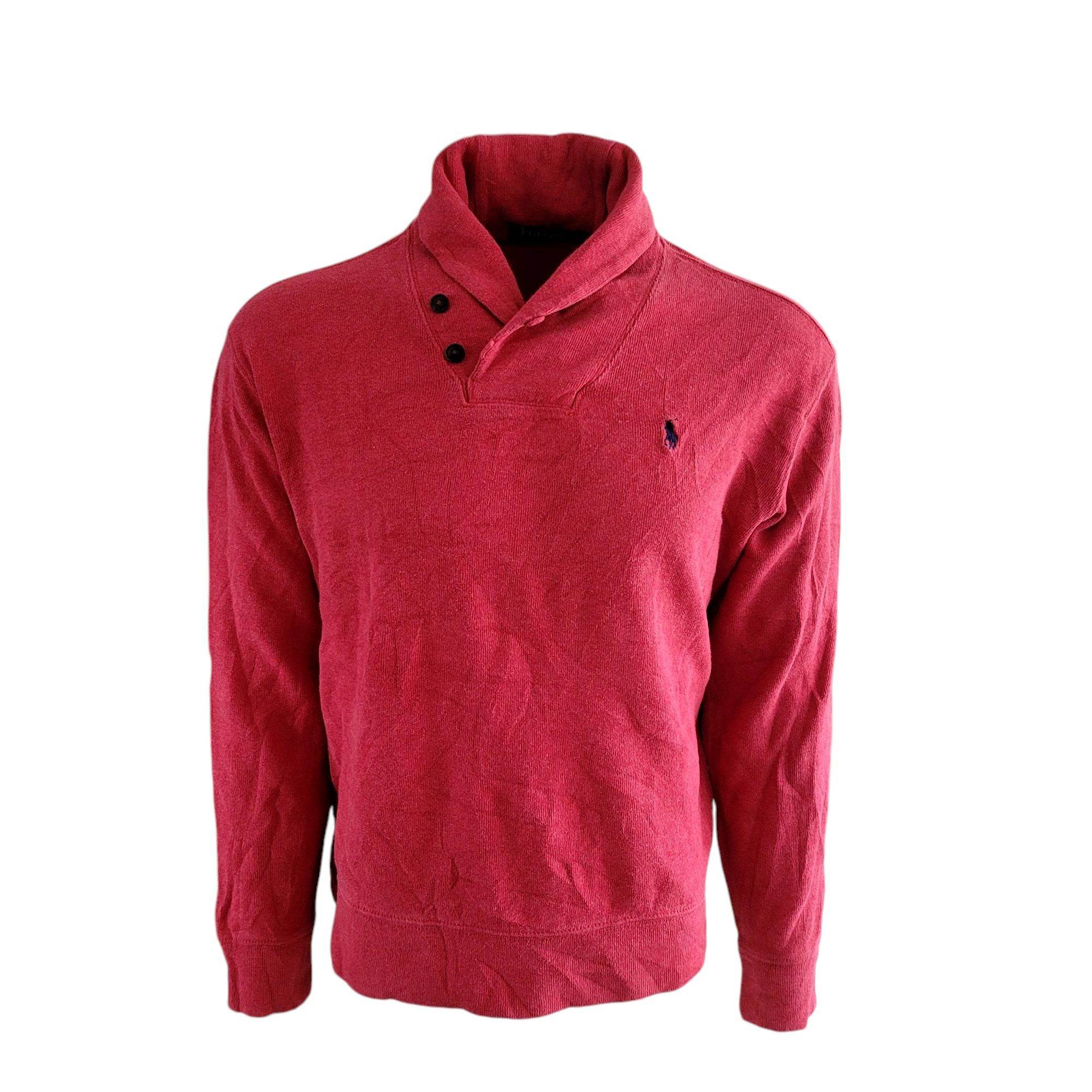 Vintage Polo Ralph Lauren Shawl Sweatshirt – Red, L/G - USASTARFASHION