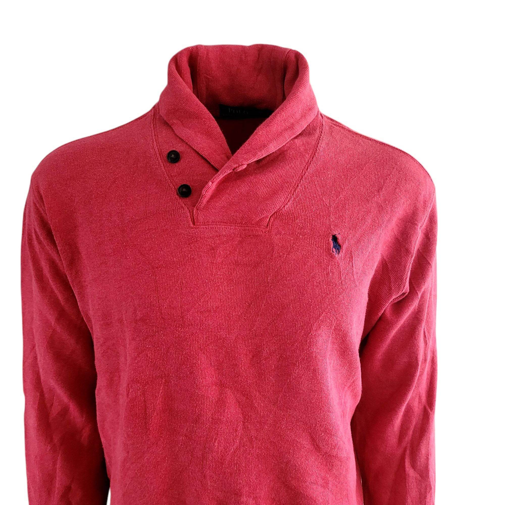 Vintage Polo Ralph Lauren Shawl Sweatshirt – Red, L/G - USASTARFASHION
