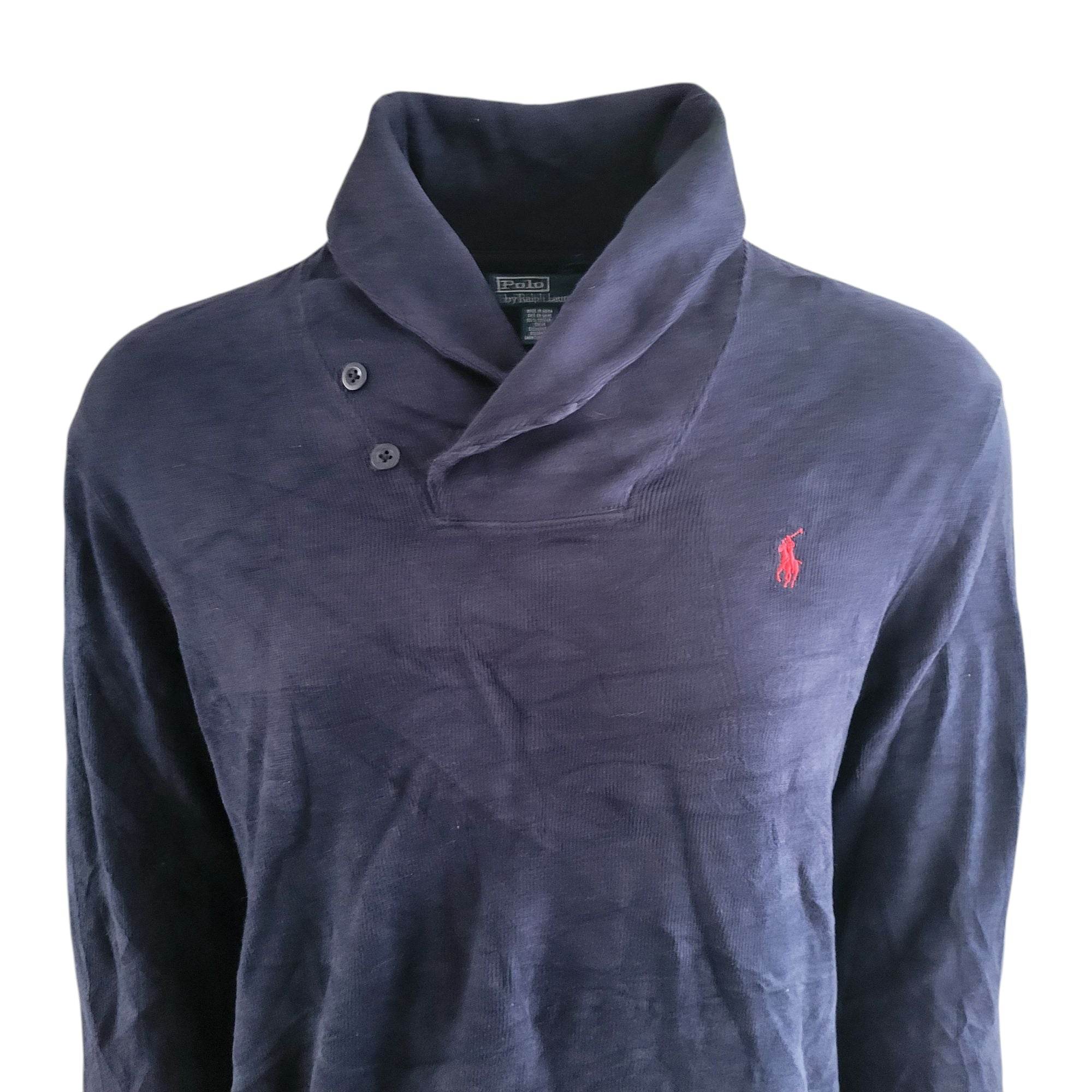 Vintage Polo Ralph Lauren Navy Shawl Pullover – Size L/G - USASTARFASHION