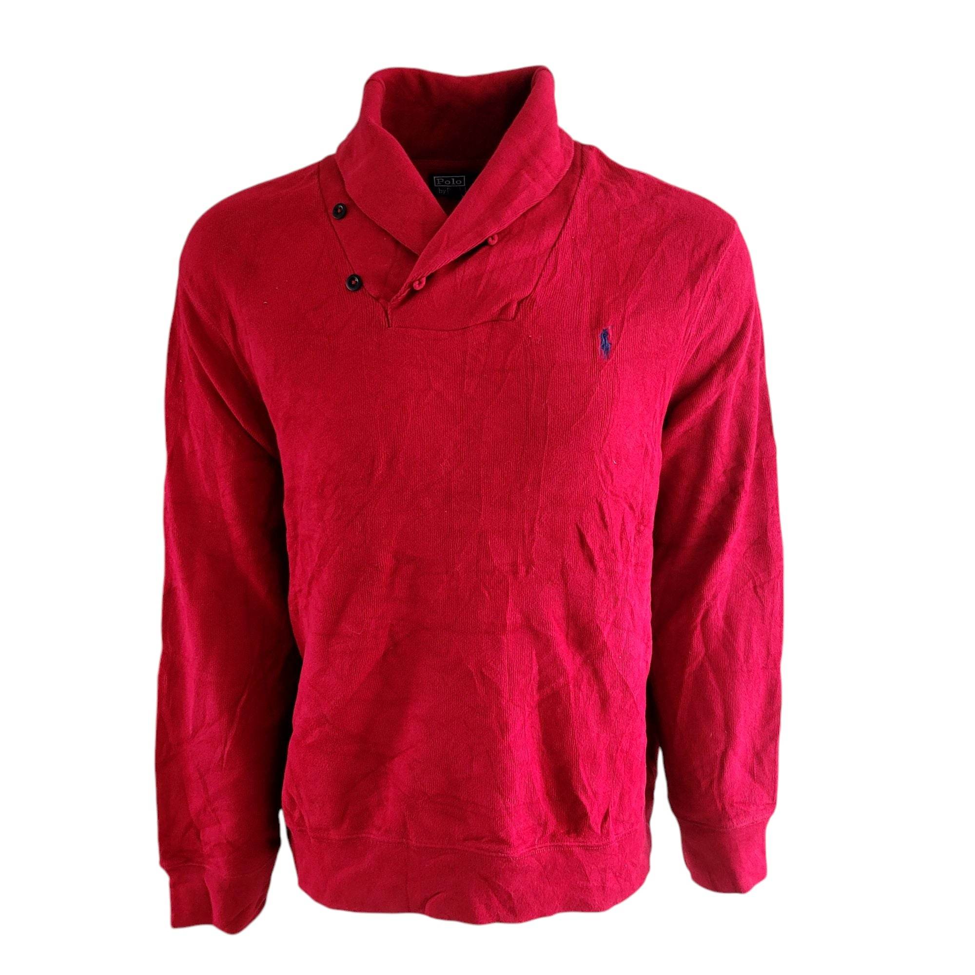 Vintage Polo Ralph Lauren Shawl Sweatshirt – Red, XXL - USASTARFASHION