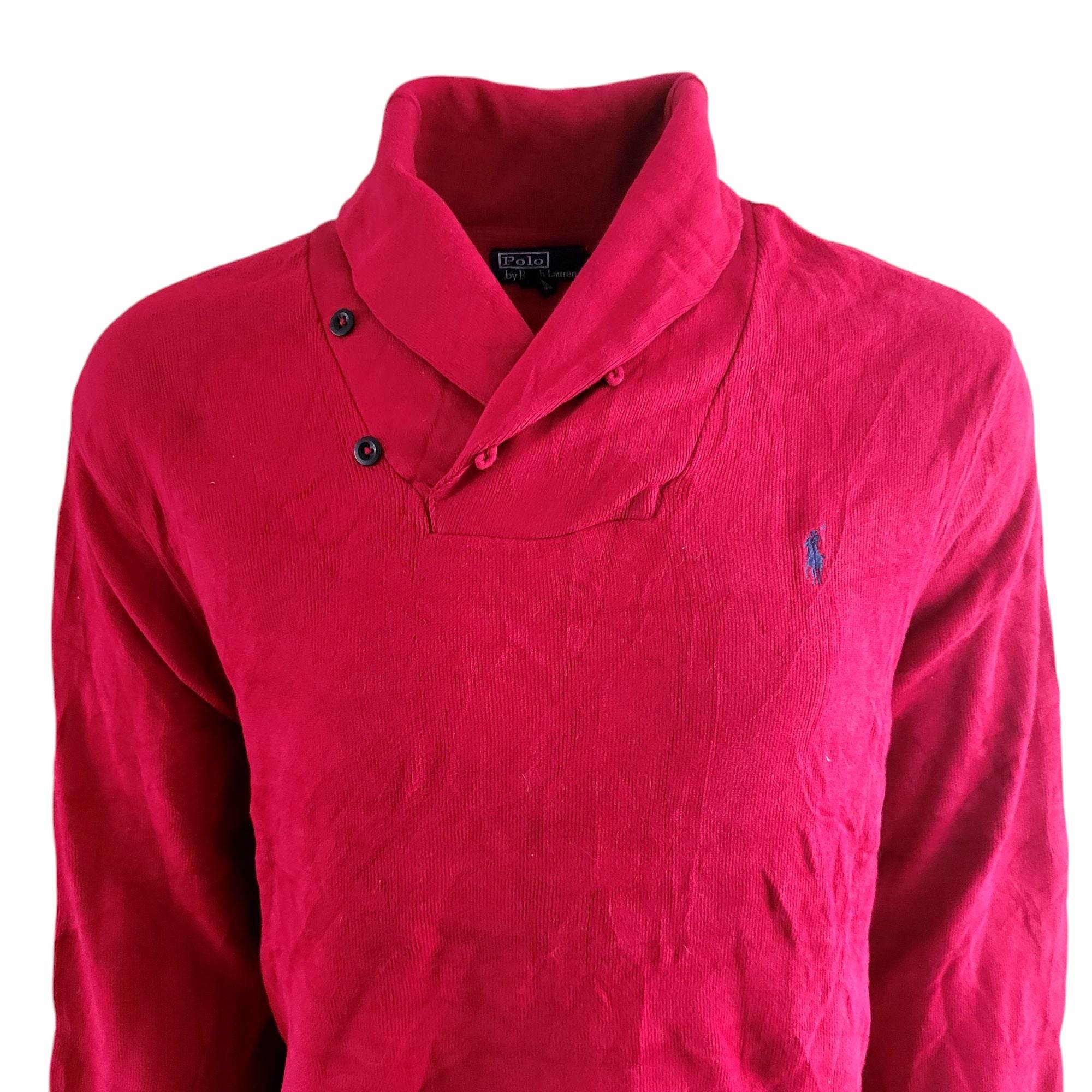 Vintage Polo Ralph Lauren Shawl Sweatshirt – Red, XXL - USASTARFASHION