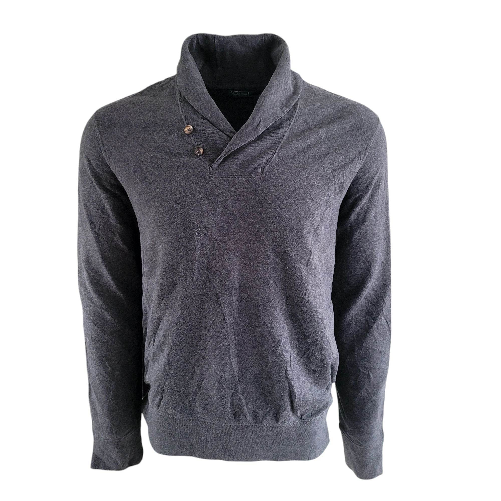 Vintage Polo Ralph Lauren Shawl Sweatshirt – Grey, Size L - USASTARFASHION