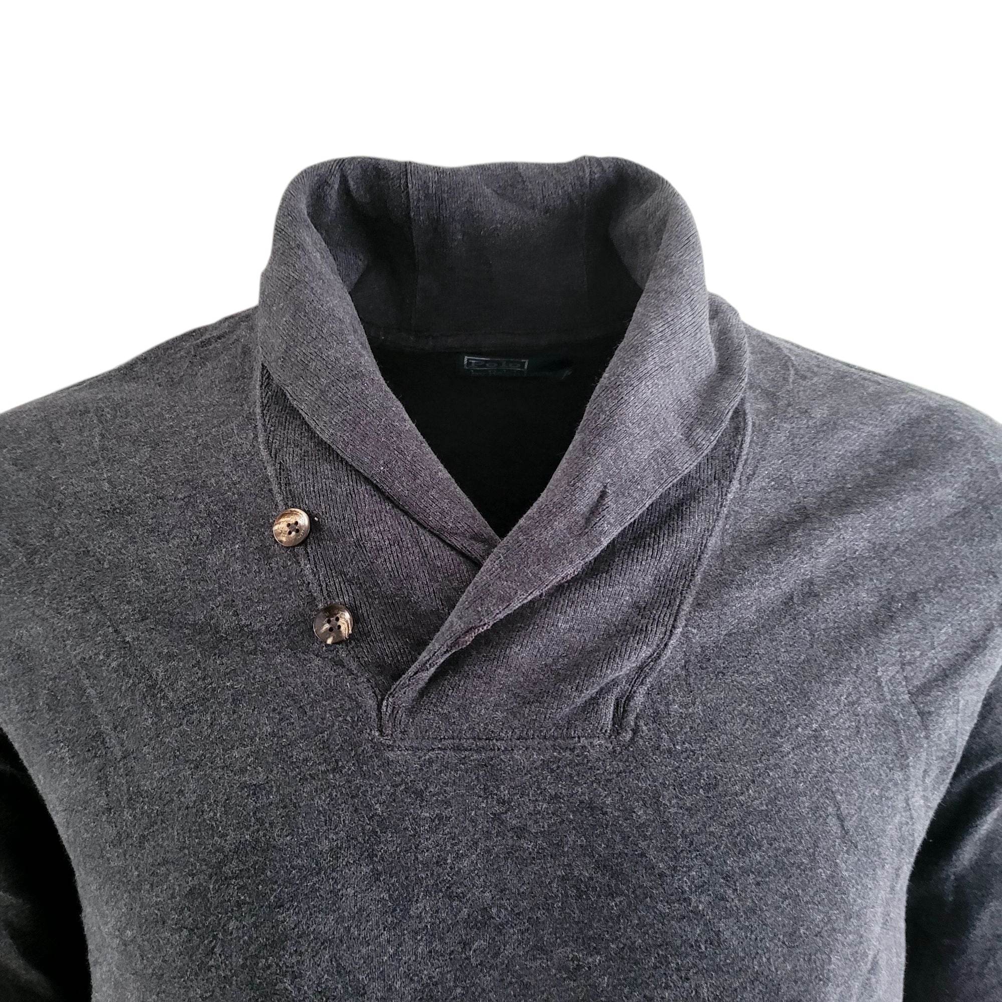 Vintage Polo Ralph Lauren Shawl Sweatshirt – Grey, Size L - USASTARFASHION