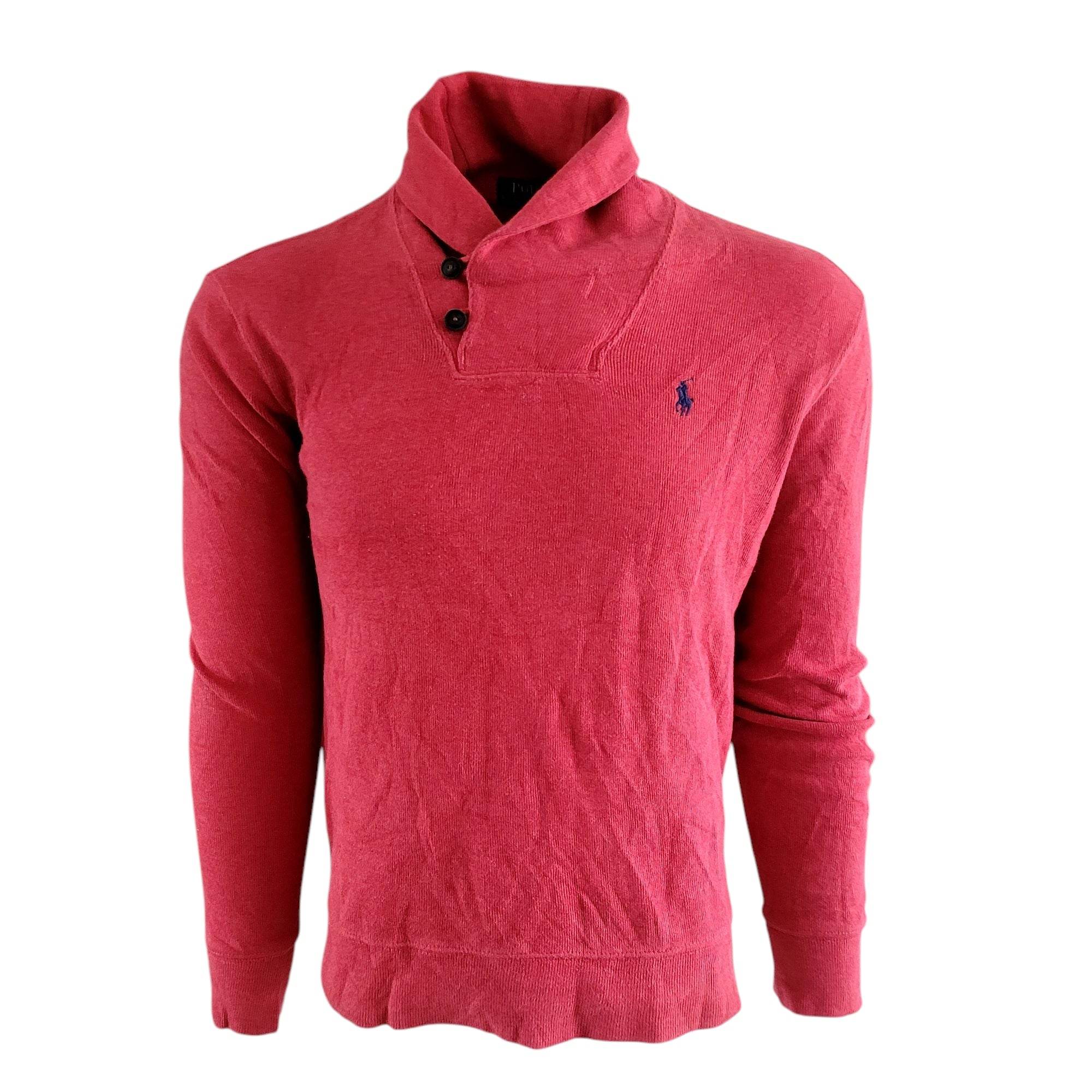Vintage Polo Ralph Lauren Shawl Collar Sweatshirt – Red, Size S - USASTARFASHION
