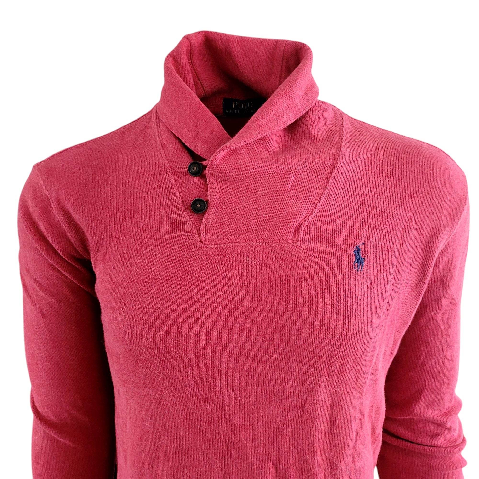 Vintage Polo Ralph Lauren Shawl Collar Sweatshirt – Red, Size S - USASTARFASHION