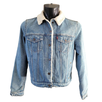 Vintage Levi’s Sherpa - Lined Denim Jacket – Youth Size M - USASTARFASHION