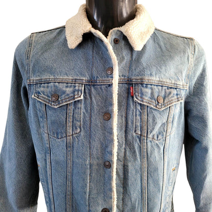 Vintage Levi’s Sherpa - Lined Denim Jacket – Youth Size M - USASTARFASHION