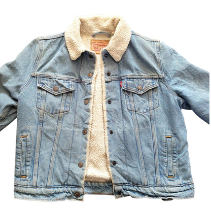 Vintage Levi’s Sherpa - Lined Denim Jacket – Youth Size M - USASTARFASHION