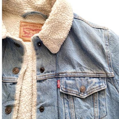 Vintage Levi’s Sherpa - Lined Denim Jacket – Youth Size M - USASTARFASHION