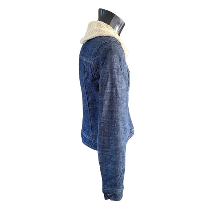 Vintage Levi’s Women’s Sherpa Denim Jacket – Dark Wash, S/P - USASTARFASHION