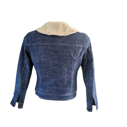 Vintage Levi’s Women’s Sherpa Denim Jacket – Dark Wash, S/P - USASTARFASHION