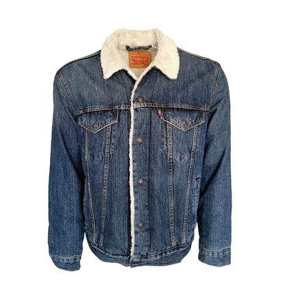 Levi’s Blue Sherpa Lined Trucker Jacket – Size M - USASTARFASHION