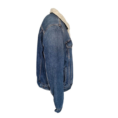 Levi’s Blue Sherpa Lined Trucker Jacket – Size M - USASTARFASHION